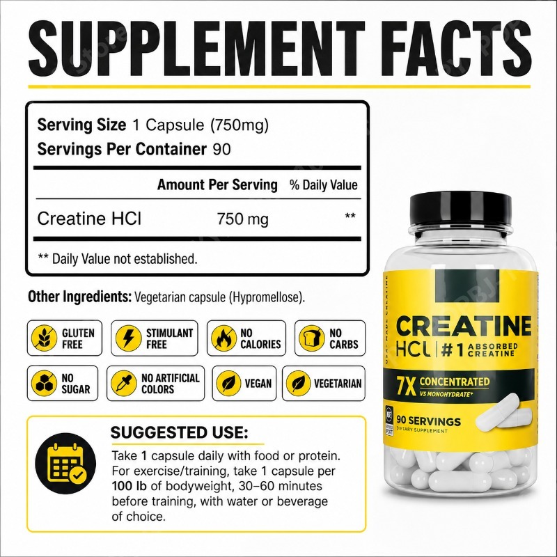 Креатин HCl 750 мг, 90 капсул, – обзор и цена Nutrition In Fitness